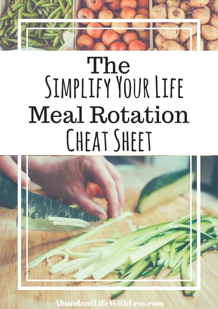 The Simplify Your Life Meal Rotation Cheat Sheet